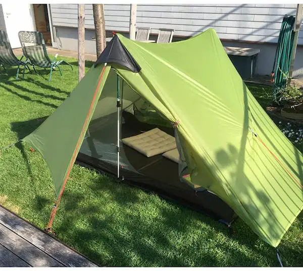 3F UL Gear Lanshan 2 Tent setup in the backyard - 3F UL Gear Lanshan 2 Tent Review