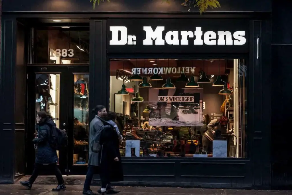 Dr Martens logo on their main shop for Montreal, Quebec - Can You Hike in Doc Martens